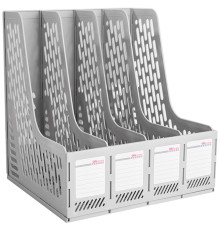 Лоток вертикальный DELI, 4 отделения, серый