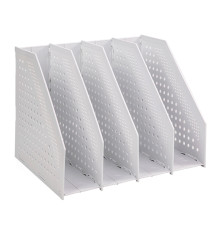 Лоток вертикальный DELI, 4 отделения, складной, серый