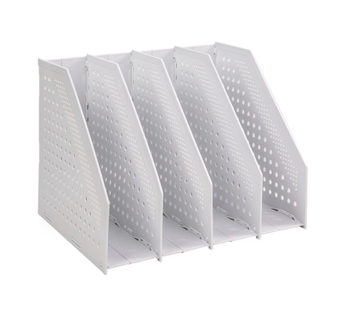 Лоток вертикальный DELI, 4 отделения, складной, серый