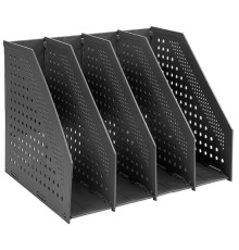 Лоток вертикальный DELI, 4 отделения, складной, темно-серый