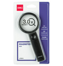 Лупа DELI, х3 увеличение, диаметр 60 мм, дополнительная линза 6-ти кратное увеличение