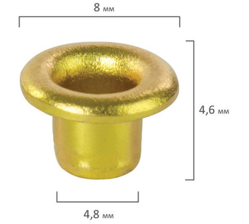 Люверсы BRAUBERG, внутренний диаметр 4,8 мм, длина 4,6 мм, 250 шт/упак