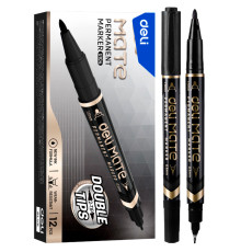 Маркер для CD/DVD DELI двухсторонний, 0,5 - 1,0 мм, черный