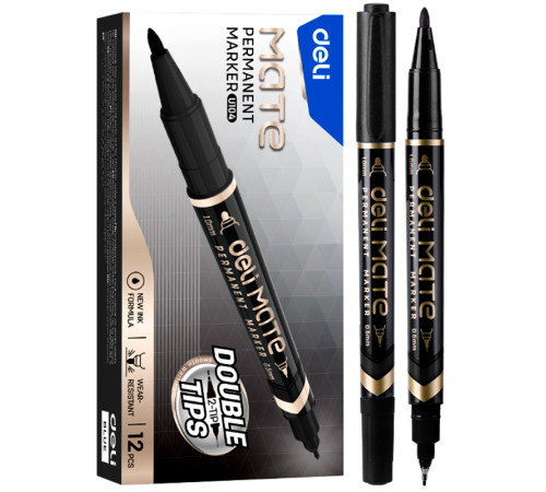 Маркер для CD/DVD DELI двухсторонний, 0,5 - 1,0 мм, черный