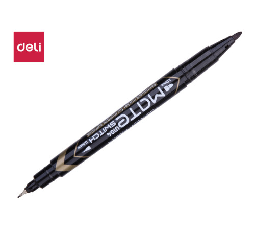 Маркер для CD/DVD DELI двухсторонний, 0,5 - 1,0 мм, черный