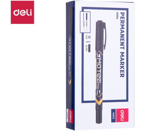 Маркер для CD/DVD DELI двухсторонний, 0,5 - 1,0 мм, черный