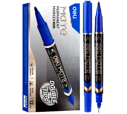 Маркер для CD/DVD DELI двухсторонний, 0,5-1,0 мм, синий