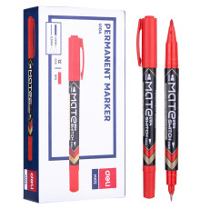 Маркер для CD/DVD DELI двухсторонний, 0,5-1 мм, красный