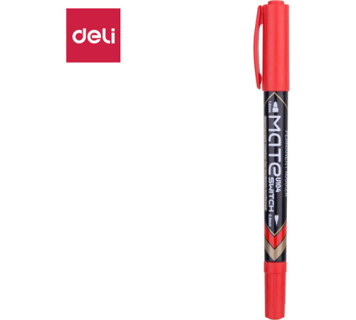 Маркер для CD/DVD DELI двухсторонний, 0,5-1 мм, красный