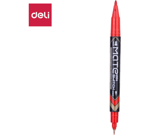 Маркер для CD/DVD DELI двухсторонний, 0,5-1 мм, красный