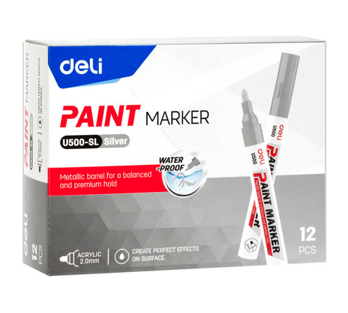 Маркер-краска DELI "Paint" 1.5-2 мм, серебряный