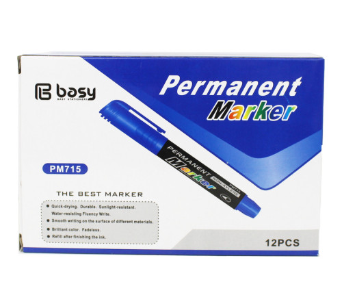 Маркер перманентный BASY "FL-6011" 1-3 мм, синий