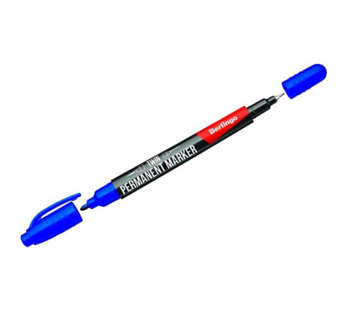 Маркер перманентный BERLINGO двухсторонний, 0,5-1 мм, синий