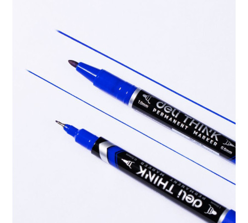 Маркер перманентный DELI двухсторонний, 0,5-1,0 мм, синий