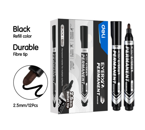 Маркер перманентный DELI "Every" 1-2,5 мм, черный