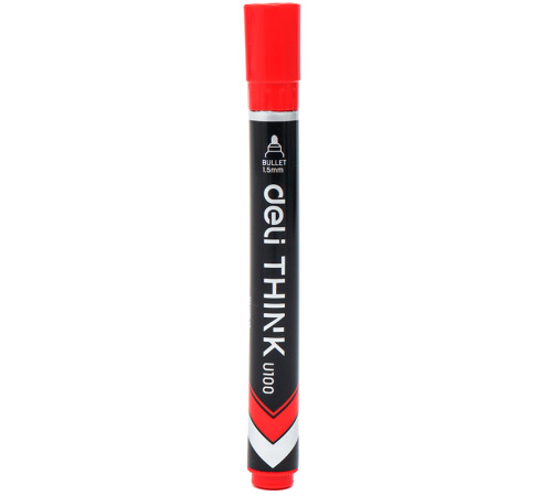 Маркер перманентный DELI "U100" 1-3 мм, красный