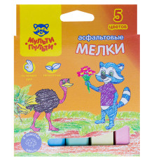 Мел цветной для асфальта Мульти-Пульти "Енот в Австралии", 5 цв., картонная коробка