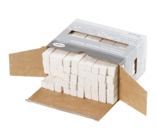 Мел школьный Гамма, белый, 50 шт., мягкий, квадратный, картонная коробка