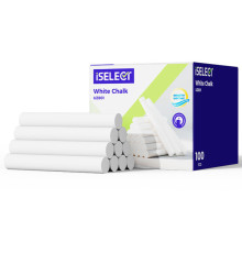 Мел школьный i Select, белый, 100 шт., средней твердости, квадратный, картонная коробка