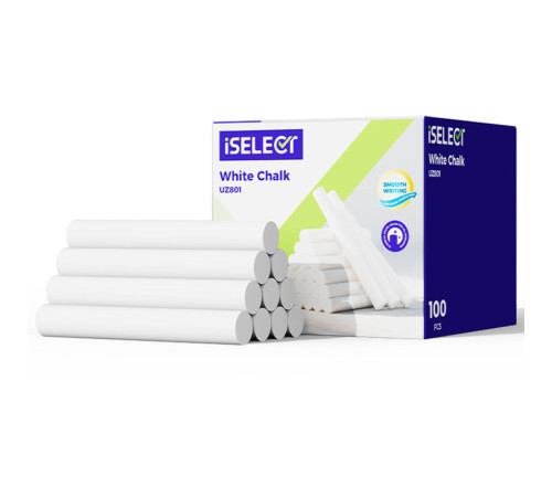 Мел школьный i Select, белый, 100 шт., средней твердости, квадратный, картонная коробка