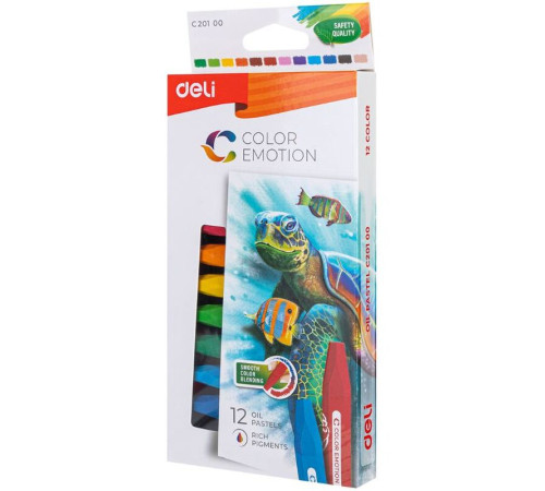Мелки восковые Deli "Color Emotion", пастельные,  масляные, 12 цветов, картон