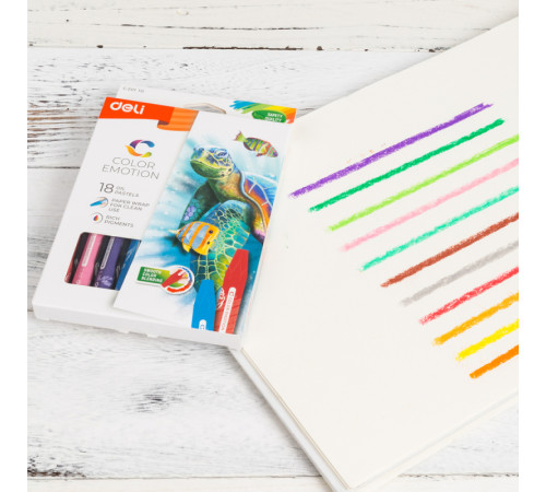 Мелки восковые Deli "Color Emotion", пастельные, масляные, 18 цветов, картон