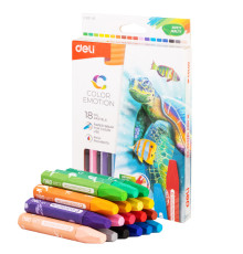 Мелки восковые Deli "Color Emotion", пастельные, масляные, 18 цветов, картон
