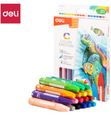 Мелки восковые Deli "Color Emotion", пастельные, масляные, 18 цветов, картон