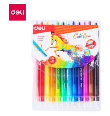 Мелки восковые Deli "Colorun", с поворотным механизмом, 12 цветов, блистер