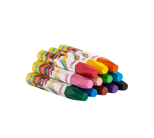 Мелки восковые Deli "Larva", пастельные,  масляные, 12 цветов, картон