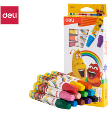 Мелки восковые Deli "Larva", пастельные,  масляные, 12 цветов, картон