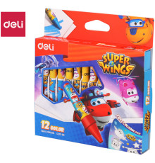 Мелки восковые Deli "Super Wings", пастельные, 12 цветов, картон