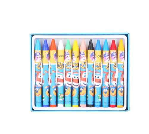 Мелки восковые Deli "Super Wings", пастельные, 12 цветов, картон