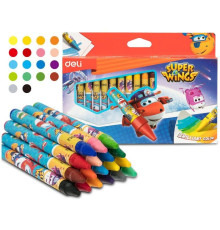 Мелки восковые Deli "Super Wings", пастельные, 18 цветов, картон