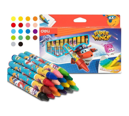 Мелки восковые Deli "Super Wings", пастельные, 18 цветов, картон