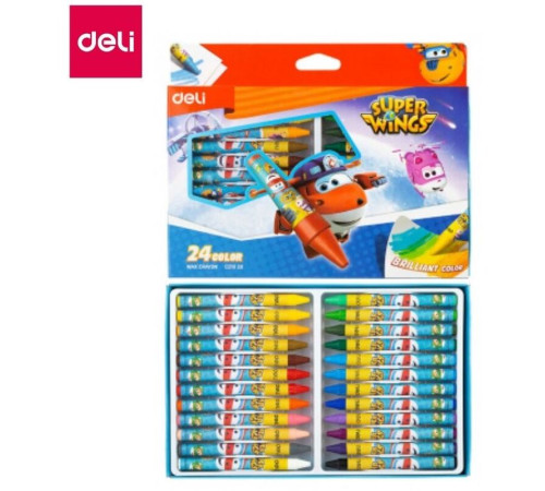 Мелки восковые Deli "Super Wings", пастельные, 24 цвета, картон