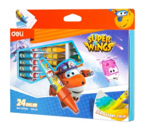 Мелки восковые Deli "Super Wings", пастельные, 24 цвета, картон