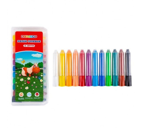 Мелки восковые ЗХК "Цветик", трехгранные, 12 цветов, картон