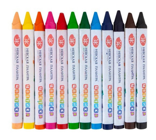 Мелки восковые ЗХК "Цветик", трехгранные, 12 цветов, картон