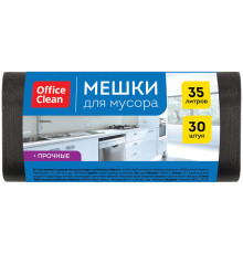 Мешки для мусора OfficeClean ПНД, 35 литров, 12 мкм, 30 штук в рулоне, прочные