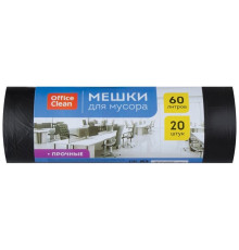 Мешки для мусора OfficeClean ПНД, 60 литров, 10 мкм, 20 штук в рулоне