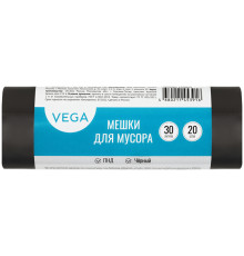 Мешки для мусора Vega ПНД, 30 литров, 5 мкм, 20 штук в рулоне