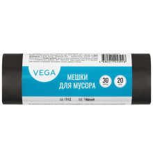 Мешки для мусора Vega ПНД, 30 литров, 5 мкм, 20 штук в рулоне
