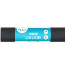 Мешки для мусора Vega ПВД, 240 литров, 25 мкм, 5 штук в рулоне