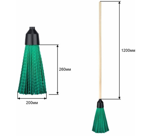 Метла для улицы Vega, круглая классическая, с деревянным черенком 120см