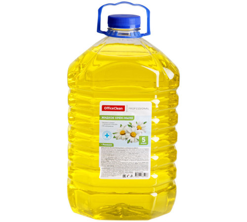 Мыло-крем жидкое OfficeClean "Professional Антибактериальное", с ромашкой, ПЭТ, 5 литров