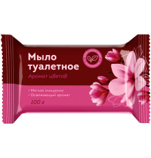 Мыло туалетное OfficeClean "Аромат цветов", флоу-пак, 100 гр
