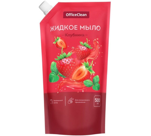 Мыло жидкое OfficeClean "Клубника", дой-пак, 500 мл