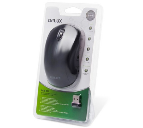 Мышь беспроводная Delux DLM-391OGB черная USB