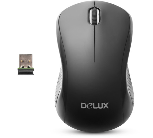 Мышь беспроводная Delux DLM-391OGO черно/серая 